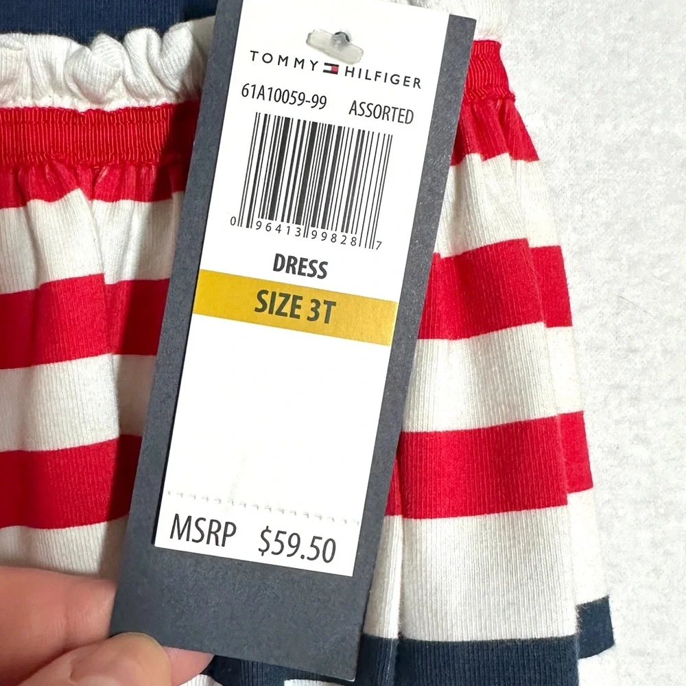 Tommy Hilfiger Toddler Dress 3T Red White Blue Patriotic  Stripes Sleeveless New - Picture 5 of 5